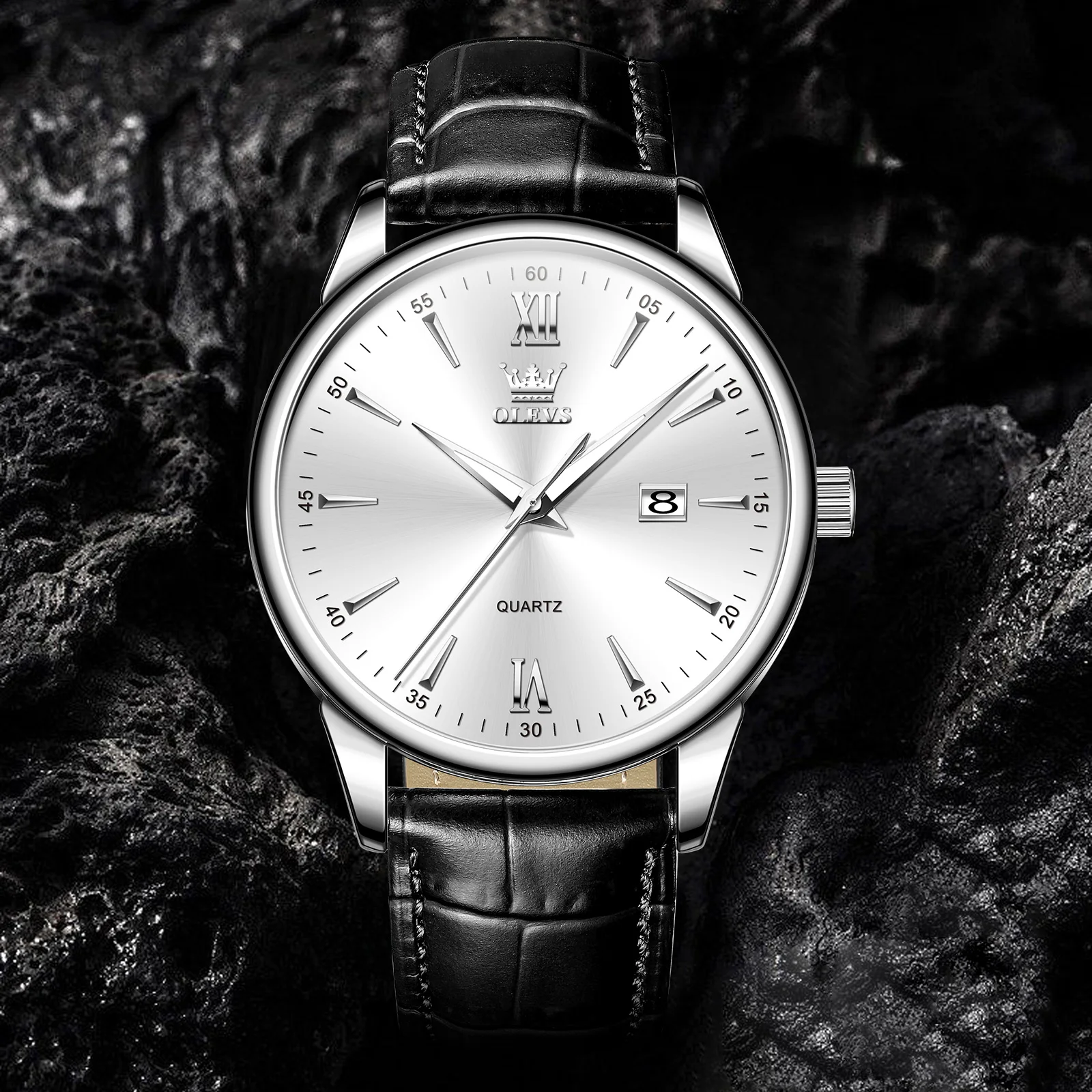 ساعة كوارتز مقاومة للماء من OLEVS للرجال ، حزام جل...