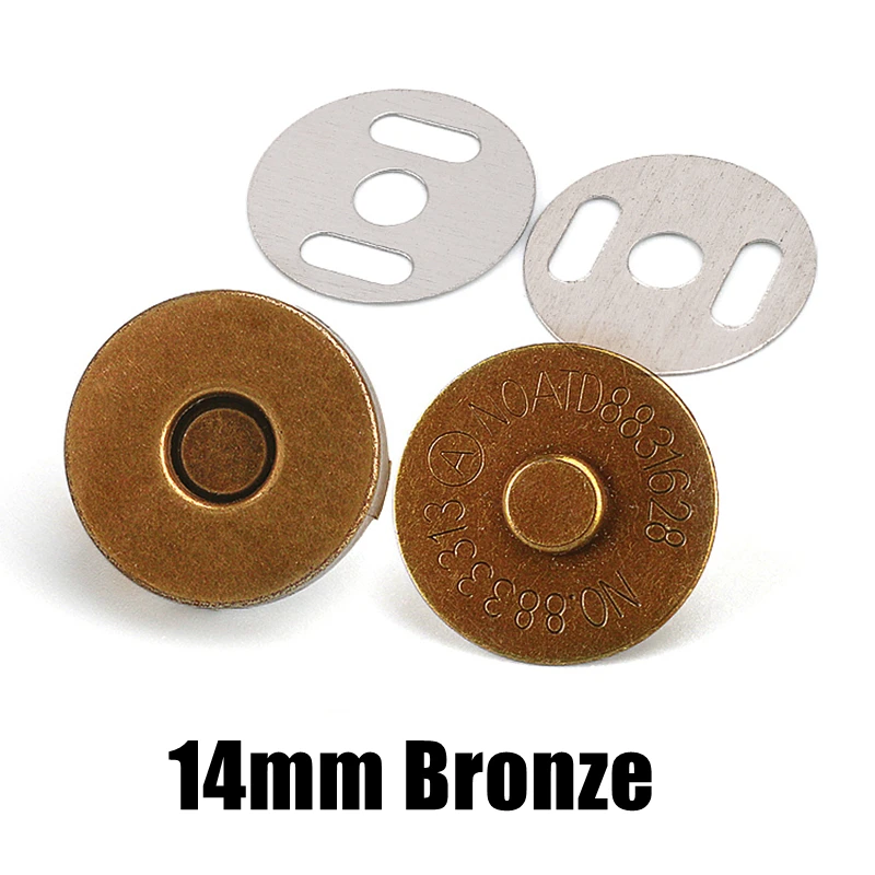 Set of 10 Magnetic Snap Fasteners for Handbags and Crafts, 14-18MM