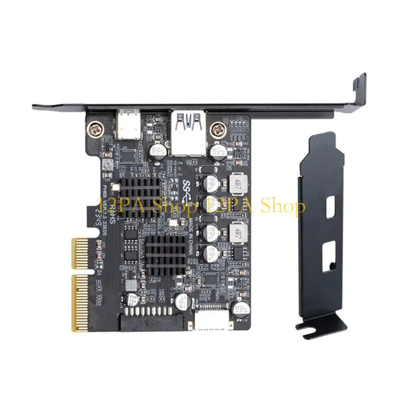 12PA USB PCIE 카드 유형 C 어댑터 카드 PCIE 4X USB 3.2 10Gbps 데이터 전송