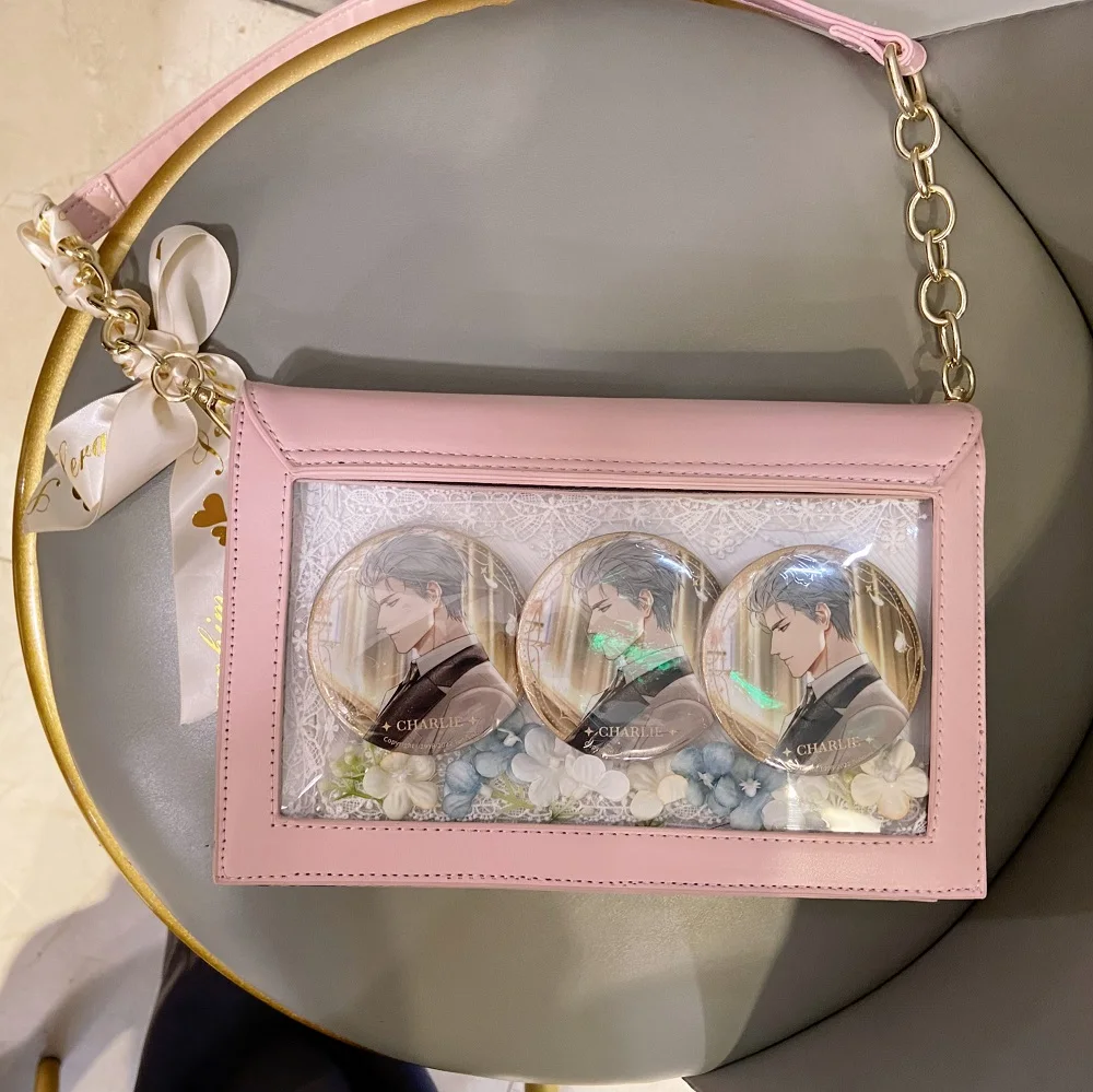 

Original Sweet Kawaii Girl Itabag Transparent Shoulder Bag Lolita JK PU Bag Handbag Japanese Messenger Bag Everyday Versatile