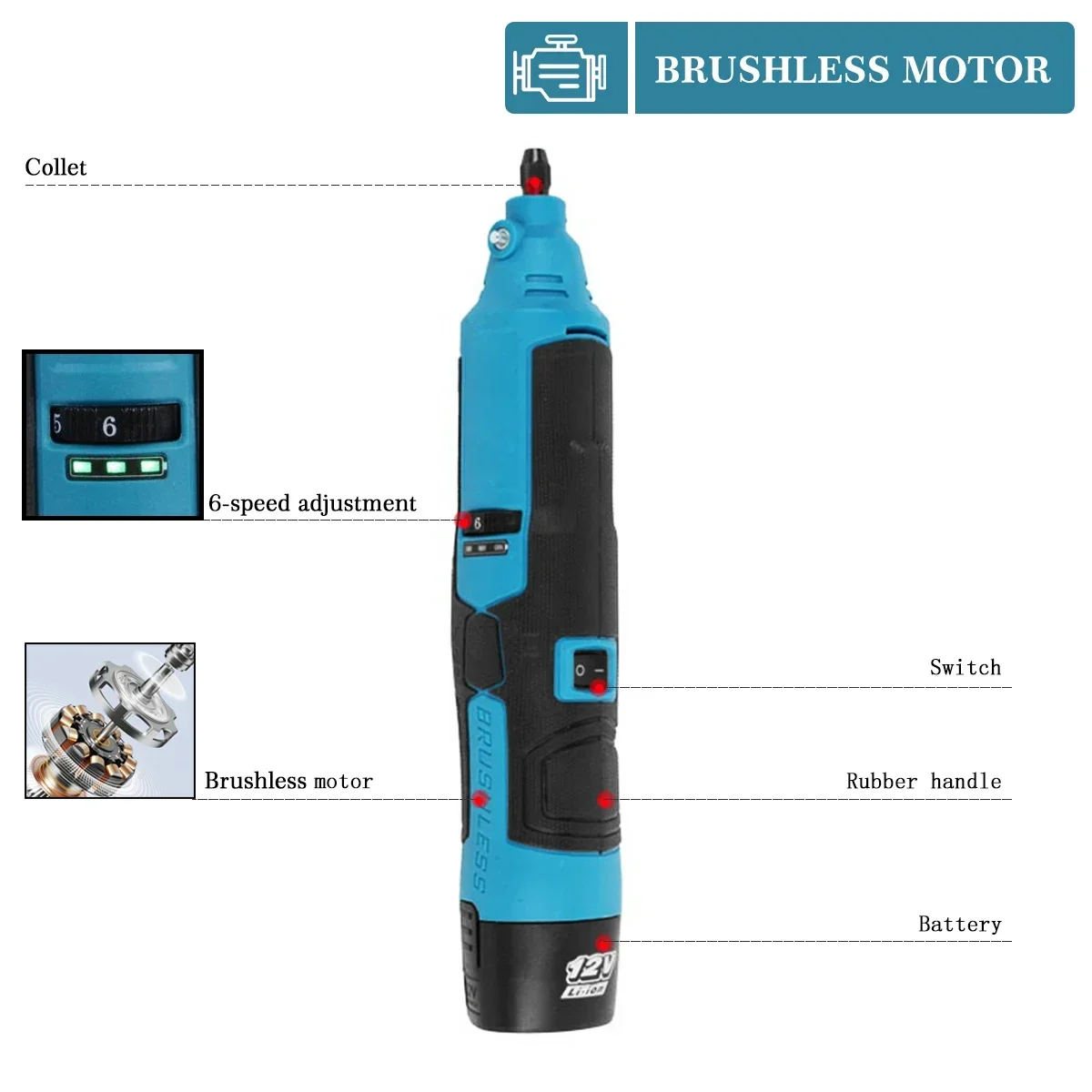 6-Speed 12V Wireless Drill Free Shipping Drilling Machine Engraver Rechargeable Electric Drill Wireless Grinder 6