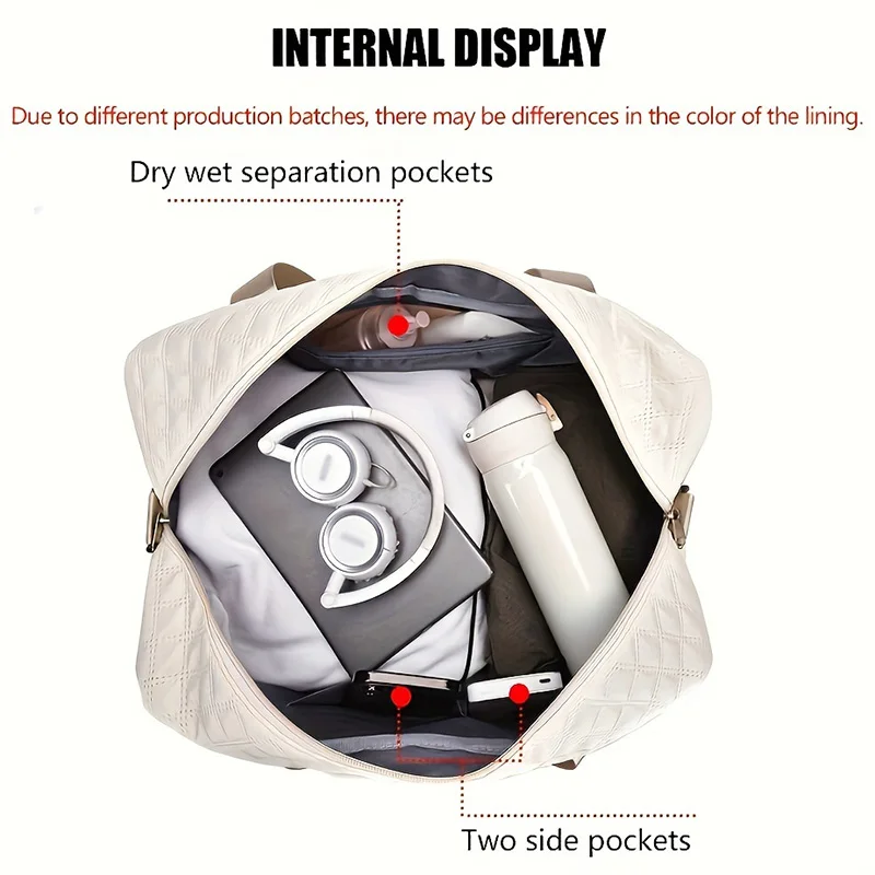 1Pcs WomenTravel Handbag Large Capacity Travel Luggage Portable Suitable Short Long Distance Travel Fitness Storage Bag 5