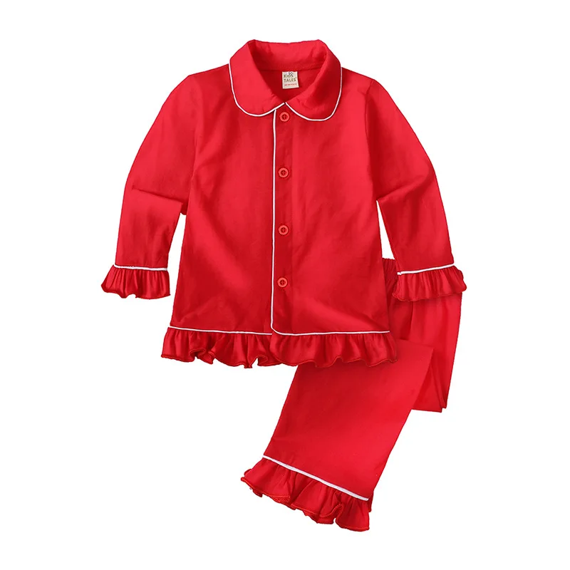 New Matching Girls and Boys Christmas Pyjamas Red Cotton Pajamas Sets for Kids Baby Enfent Sleepwear Family Childrens PJS