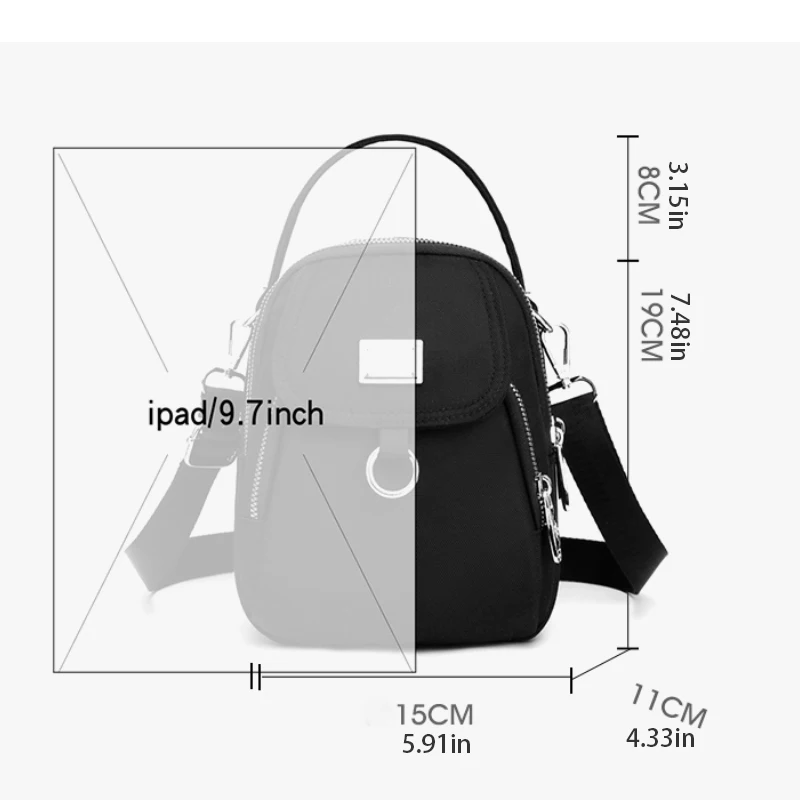 Casual style solid color handbag with detachable shoulder strap, city themed zipper crossbody bag, shoulder bag