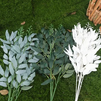 Piante artificiali Foglia verde Ramo lungo Falso composizione floreale di eucalipto Accessori Decorazione domestica di nozze Finto floreale 1