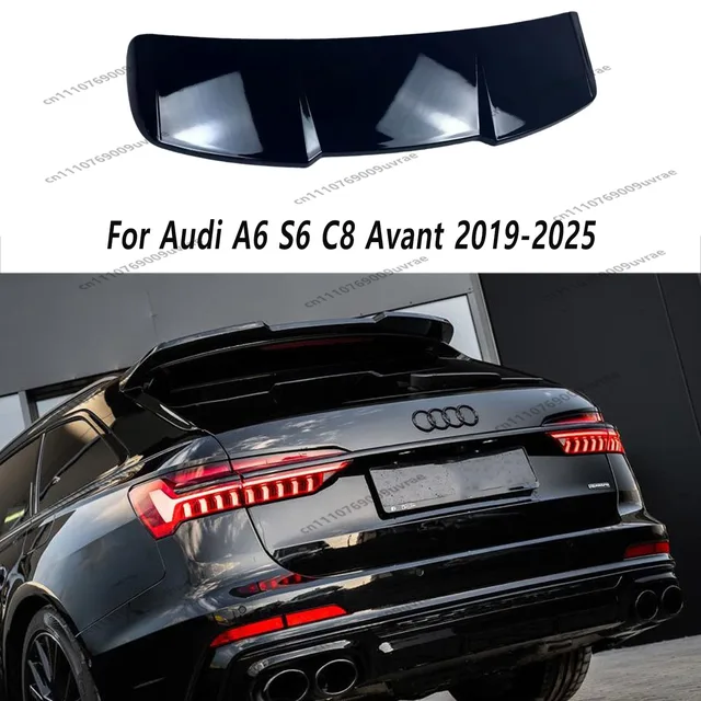 Gloss Black Rear Roof Spoiler Caps For AUDI S6 A6 C8 TSI TDI S-line Avant 2019-2025 Car Rear Top Tail Wing Bodykits Tuning 1