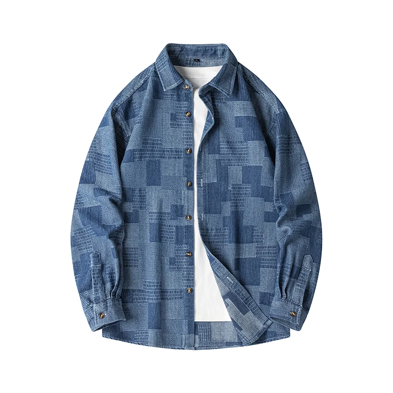 Spring Autumn Men's Solid Button Plaid Turn-down Collar Long Sleeve Cardigan Shirt Coats Casual Office Lady Vintage Formal Tops