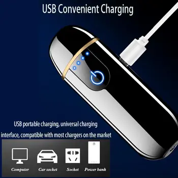 Smart Electronic Lighter USB Rechargeable Cycle Charging Touch Ignition Windproof Flameless Plasma with Power Indicator Gifts 2