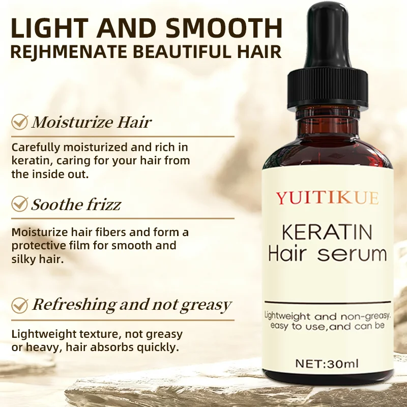 YUITIKUE Keratin Hair Serum, lightweight and non-greasy, easy to use, nourishes and adds shine to hair