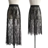 Demi-jupe taille haute en dentelle pour femmes, jupon, sous-robe, basique, été 3