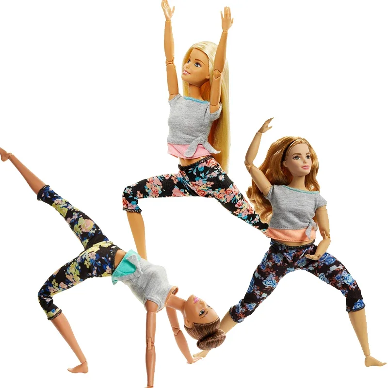 Genuine Original Mattel Barbie Dolls Sport Yoga Gymnastics Fashion 22  Joints Made To Move Boneca Brinquedos