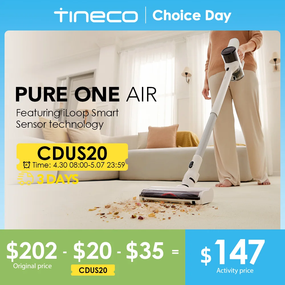 Tineco-Pure One Air Aspirador Sem Fio, Espanador Doméstico, Super Leve, Sem Fio, Silenciosa, Poderosa Sucção, Máquina de Limpeza