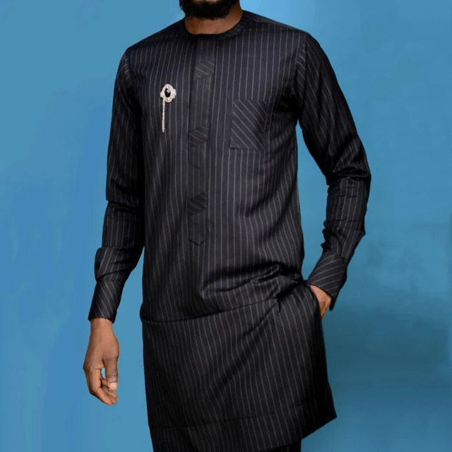 Tayo Striped Long Sleeve Dashiki Shirt and Pant - Image 5