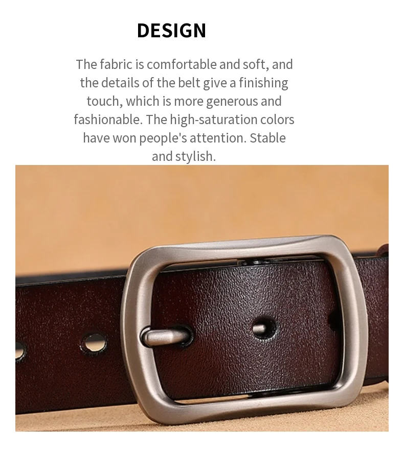 comfort click belt Men Top Layer Leather Casual High Quality Belt Vintage Design Pin Buckle Genuine Leather Belts For Men Original Cowhide Genuine mens brown leather belt