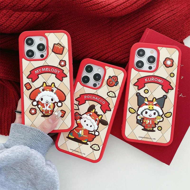 

Рождественский Sanrioed Kuromi моя мелодия Элегантный Новый iPhone 15promax/iphone14 силиконовый защитный чехол с защитой от падения
