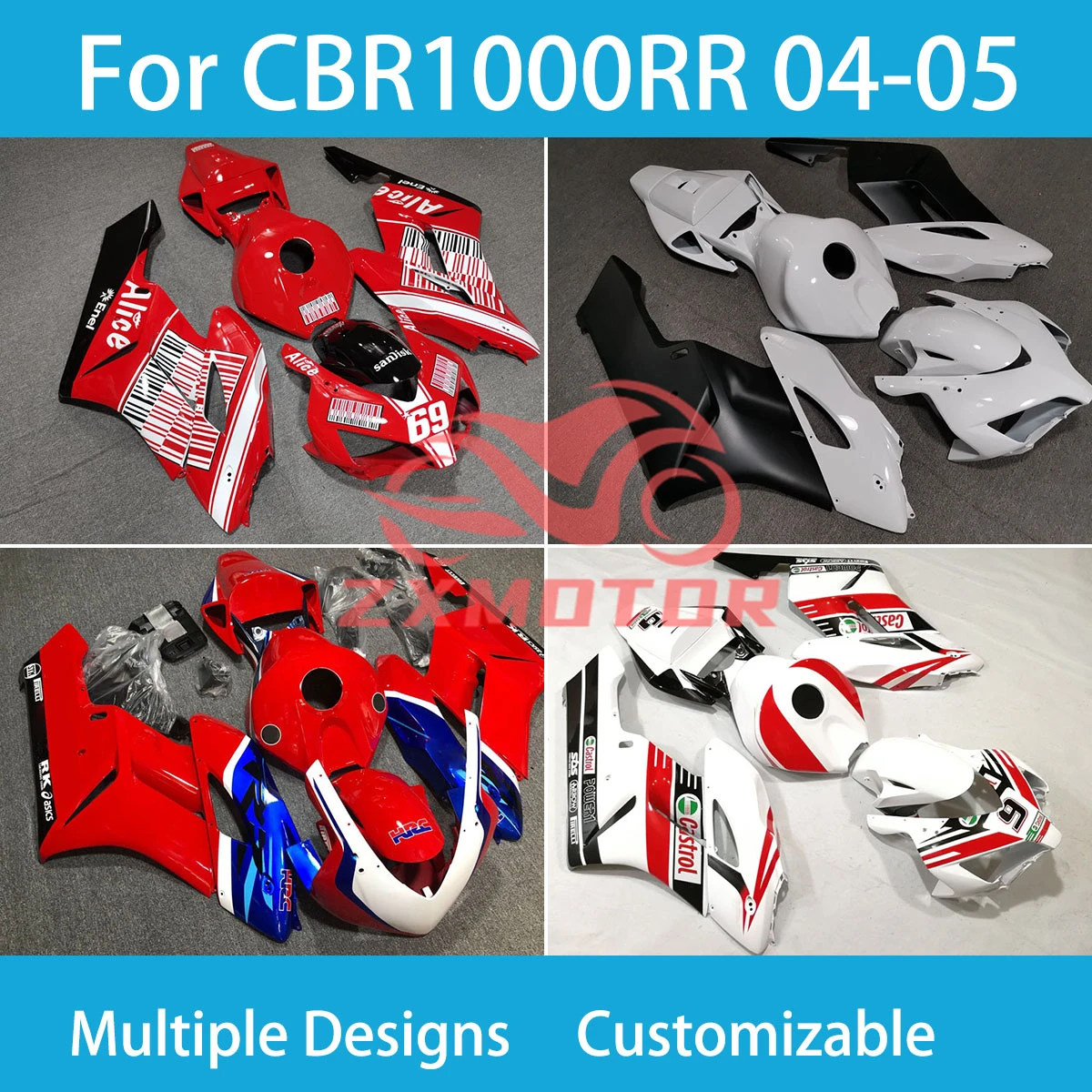 

For Honda CBR 1000RR 04 05 Injection Fairing Kit CBR 1000 RR 2004 2005 Prime Customizable Bodywork Fairings