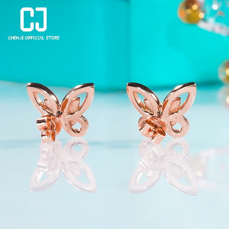 Solid S925 Sterling Silver Phantom Butterfly Stud Earrings For Women Stunning Temperament Celebrity Exquisite Gift Fine Jewelry