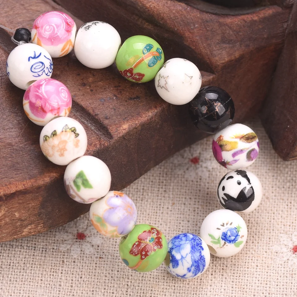 WEWAYSMILE Lot De 100 Perles En Céramique De 10 Mm Pour La