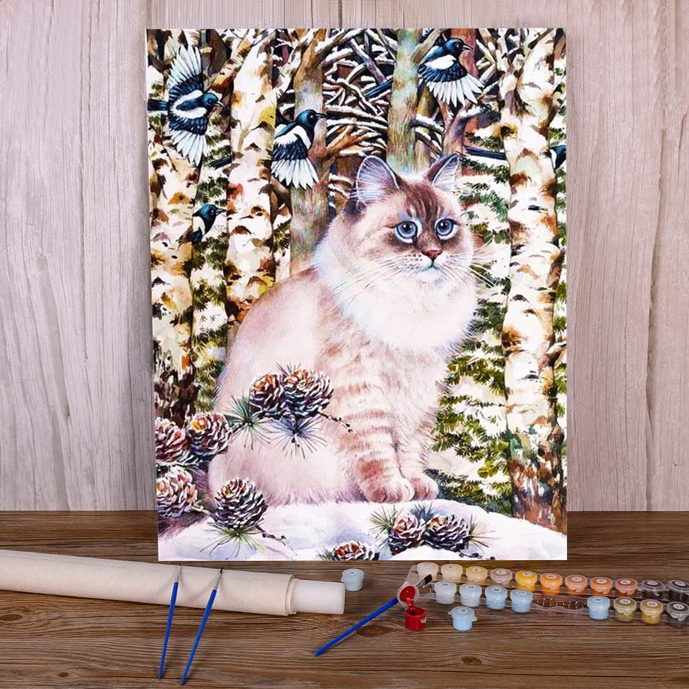 Peinture par numéros d'animaux et de chats, 40x50, acrylique, toile, tableau  décoratif, artisanat pour adultes, vente en gros - AliExpress