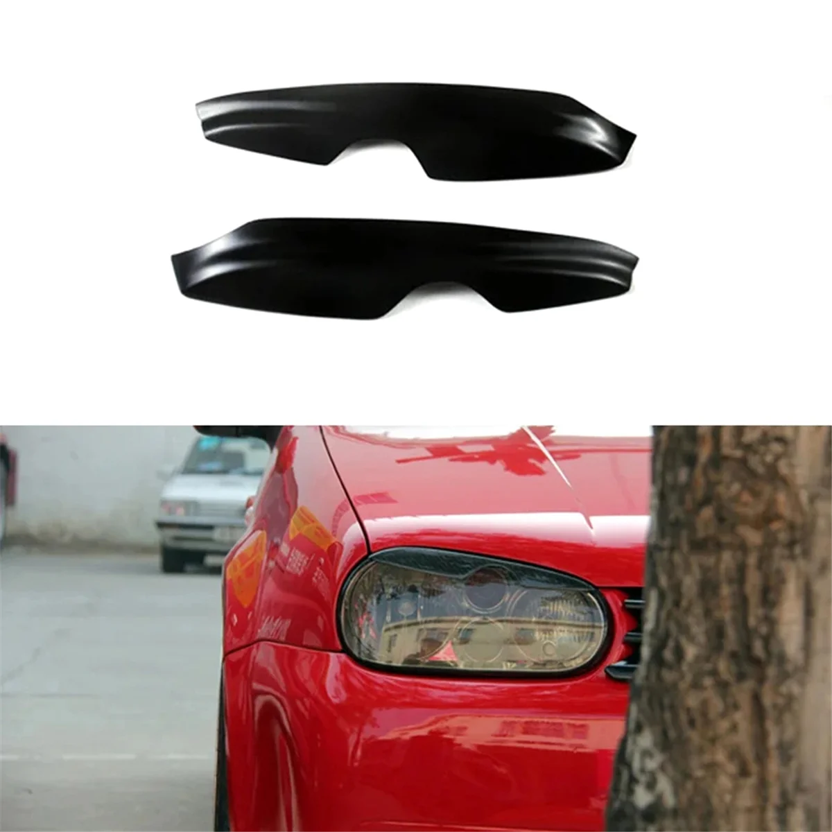 Black Car Headlight Lamp Eyebrow Sticker for Golf 4 MK4 IV 1999-2004 Front Headlight Trim