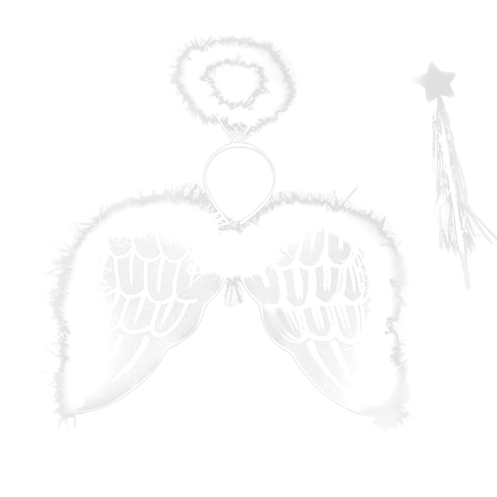 

Детский семейный набор, белые сказочные крылья с ореолом и палочкой для детей, включает сказочную палочку и повязку на голову для ролевых нарядов