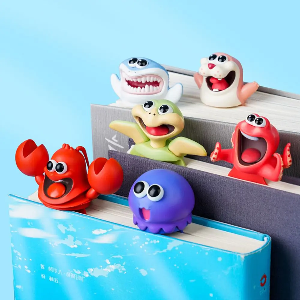 Creative Cartoon Sea Animal Bookmarks PVC 3D Stereo Wacky Octopus Lobster Book Markers Student School Stationery Gift