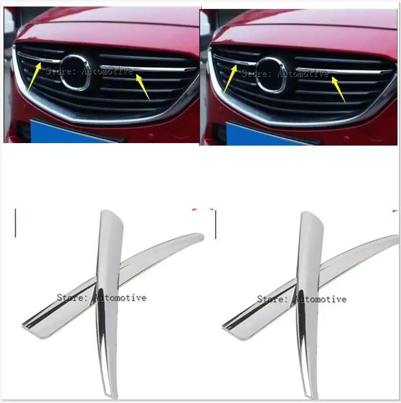 

For Mazda 6 Atenza Gj 2014 2015 Chrome Front Center Mesh Grille Grill Cover Trim Radiator Strips Molding Garnish Decoration