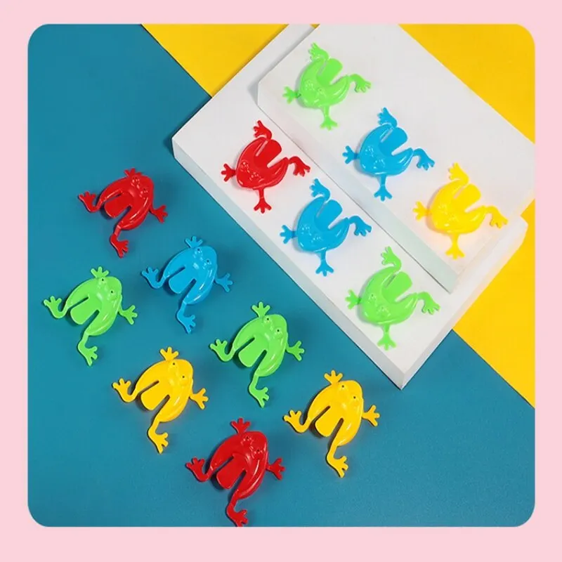 Jumping Frog Toys 20pcs Solid Color Jumping Frog Plastic Bouncing Frog Children Educational Toy Kids Party Favors Birthday