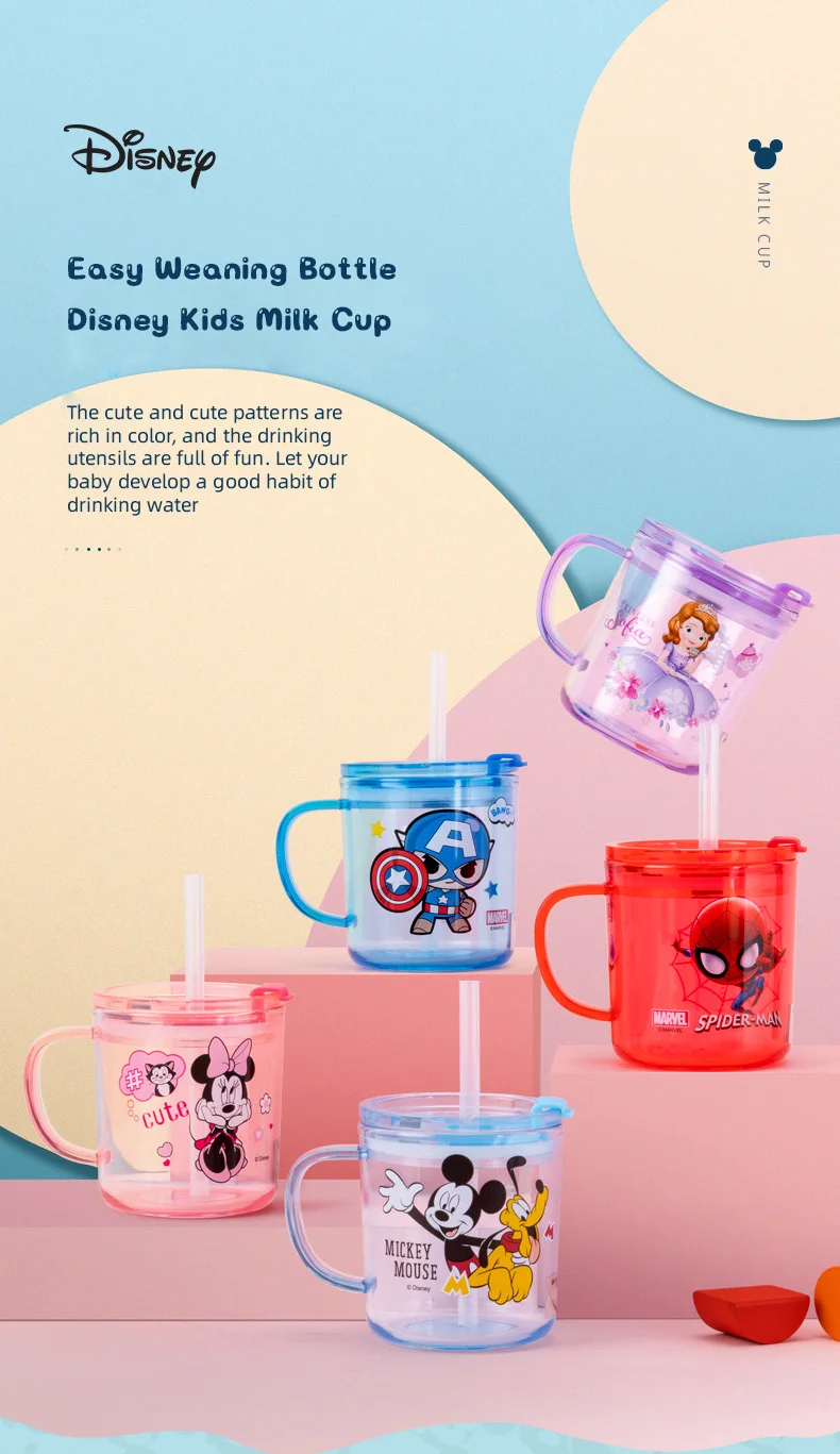 Disney Mickey Mouse Cartoon cups 316 stainless steel kids Mickey Sophia  Sport Bottles girls Princess Sophia Juice Milk cup