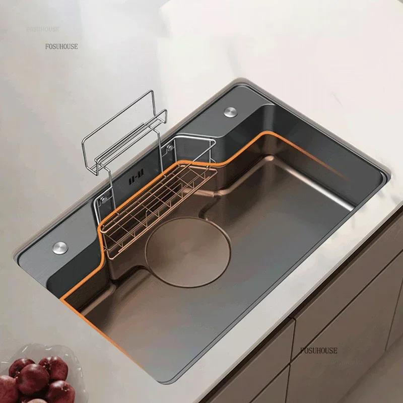 304 Stainless Steel Kitchen Sinks Nano Large Single Tank Home Kitchen Sink Under Counter Basin Honeycomb Embossed Wash Basin