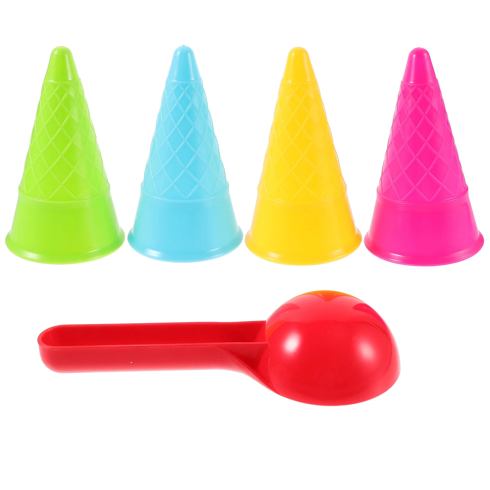 5 Pcs Ice Cream Cone Scoop Set Childern Beach Toy Egg Roll Plastic Toys Cup Kids 5