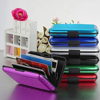 Porta carte di credito portatile Portafoglio Porta carte di nome in metallo Protezione impermeabile per carte di credito per donna Portafoglio da viaggio per uomo