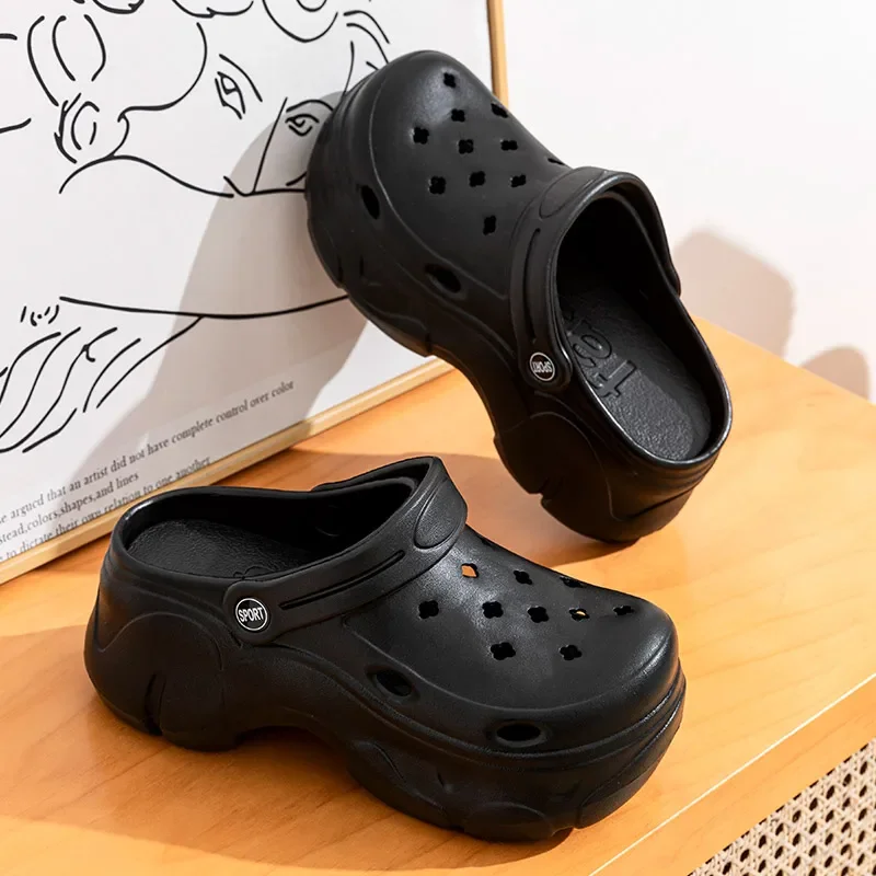 Women Sandals Summer Soft Clogs Indoor Home Casual Non-slip Thick Heel Slipper Outdoor Wear Ladies Thick Sole Garden Slides