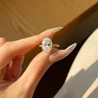2026 New Personalized Fashion Oval Diamond Ring, Classic Four-claw Wedding Ring, Female 2
