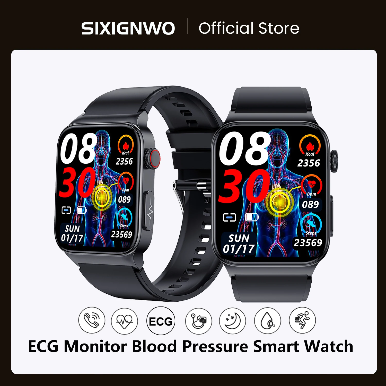 

SIXIGNWO Blood Glucose Smart Watch Men ECG Monitor Blood Pressure Body Temperature Smartwatch IP68 Waterproof Fitness Tracker