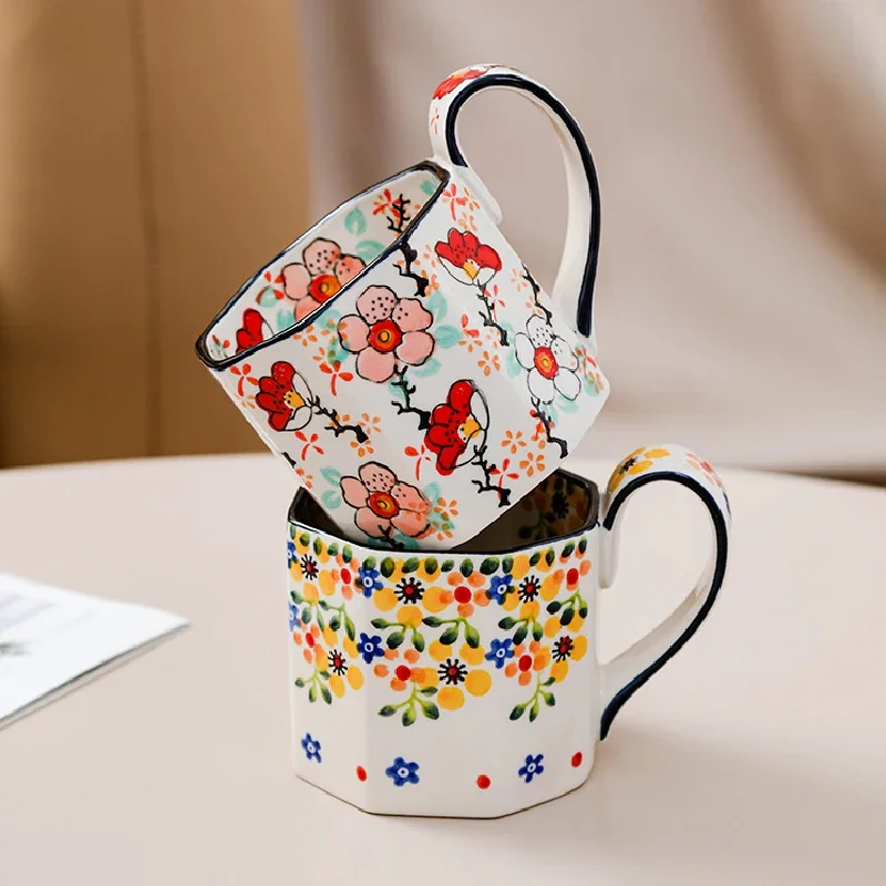 Retro Flower Ceramic Mug 3