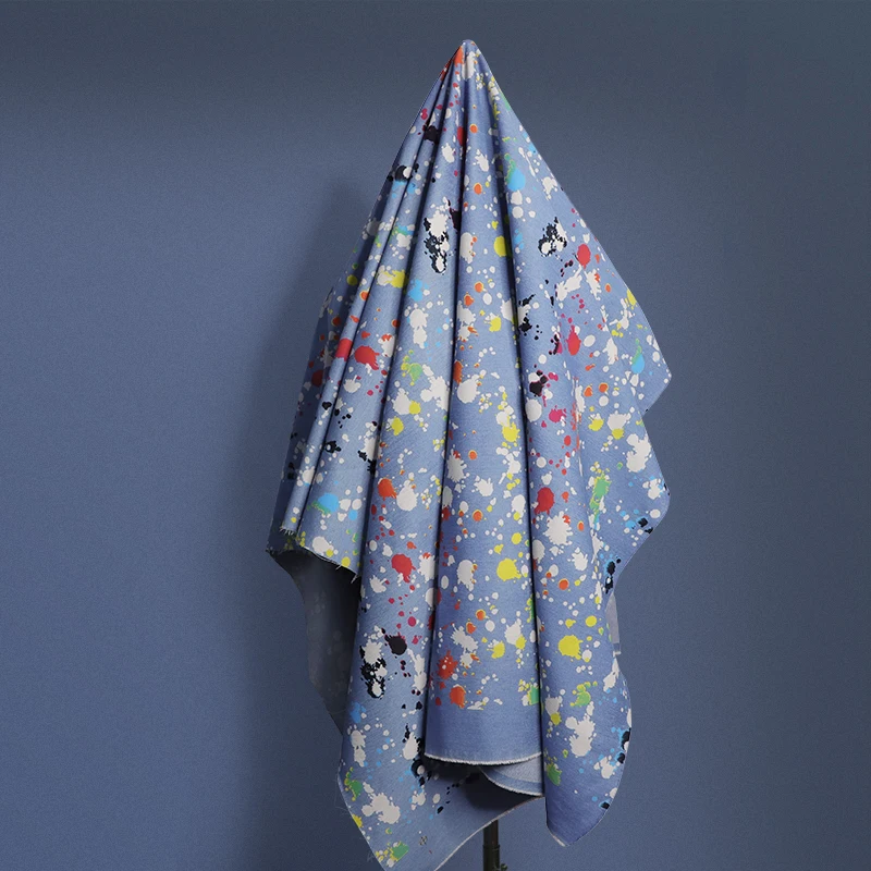 Women's Shirt Clothing Diy Cotton Denim Washed Tie-Dyed Fabric Spring and Autumn High-End Clothing Fabric