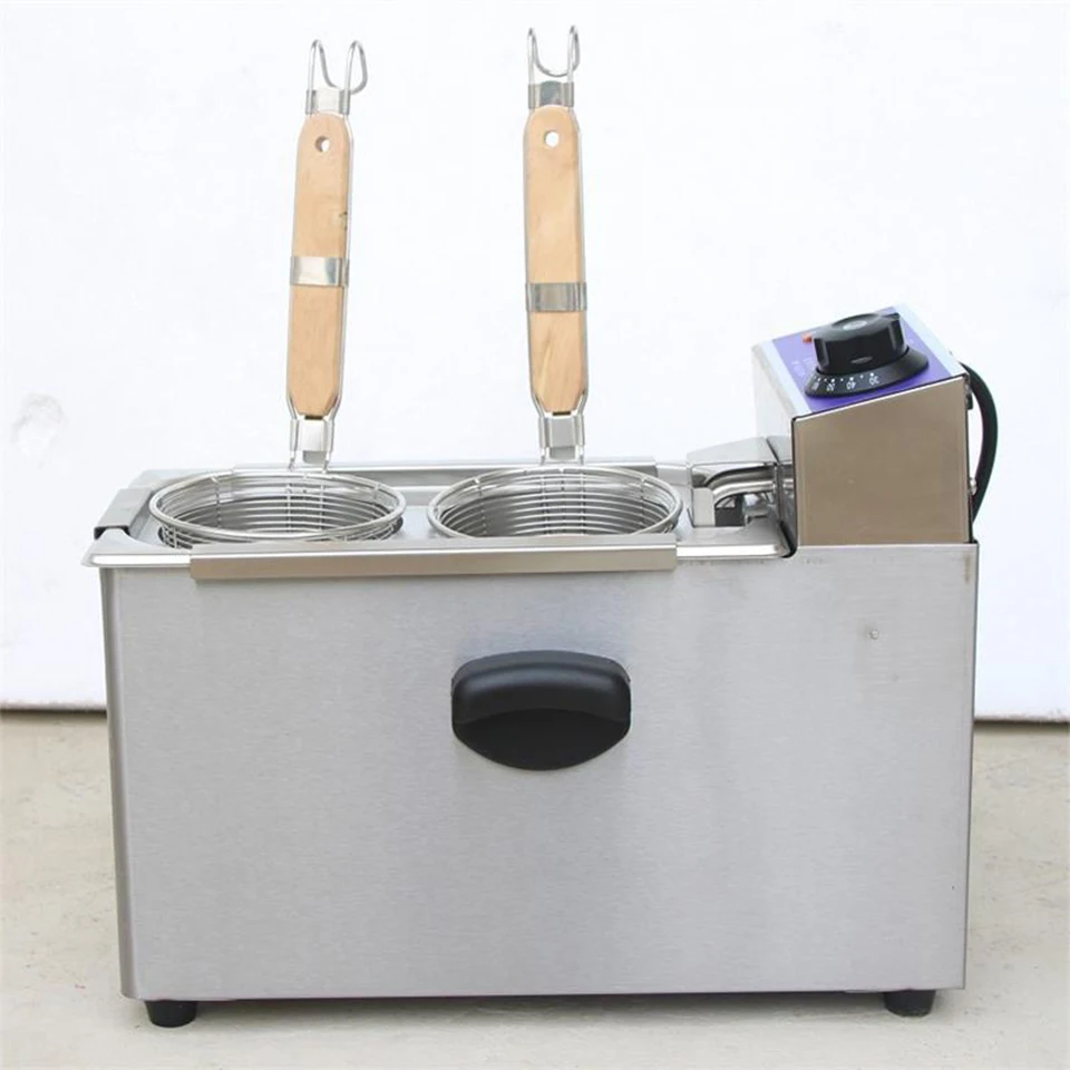 EH800A Electric Noodle Cooking Machine, Pasta Cooker, Table Top 2 Basket Pasta Cooker with Noodle Filter, Suitable for Home