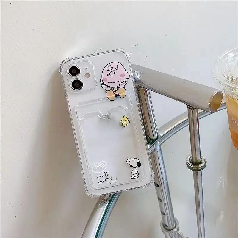thumbnail image 1 of Funda con tarjetero para iPhone 16 Pro Max 11 12 13 14 15 Pro Max 12 13 Mini 16 Plus XR con diseño de astronauta Snoopy Charlie Brown, 1 of 5