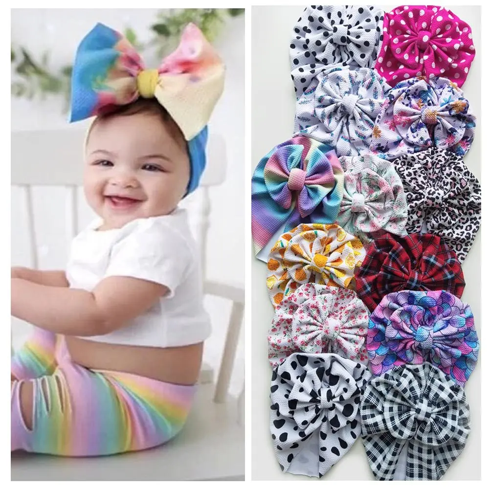 Knot Bow Baby Headbands Toddler Headwraps Baby Flower Turban Hats Babes Caps Elastic Hair Accessories 2021 New