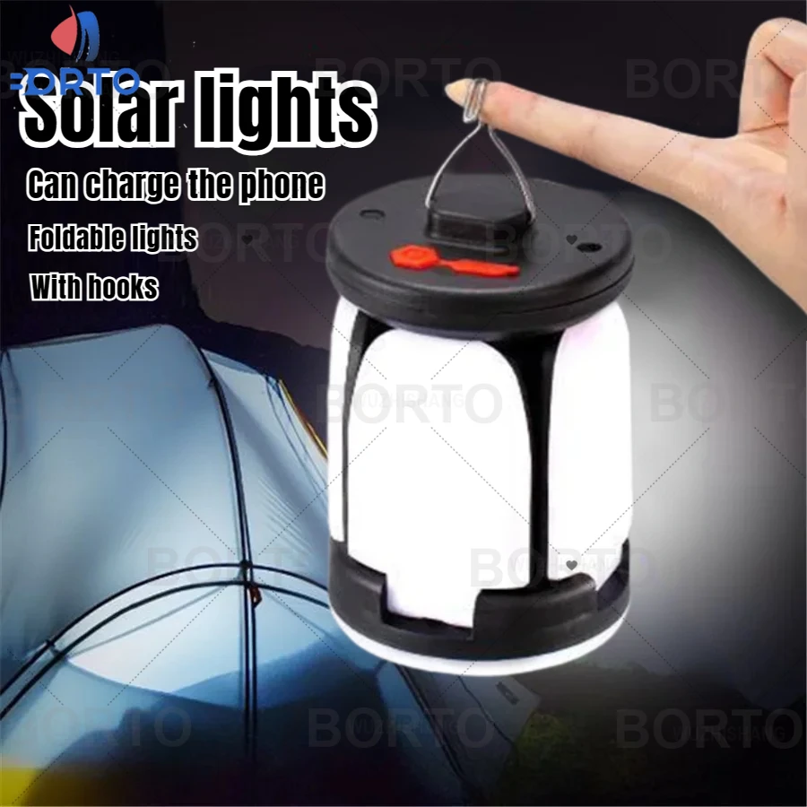 

Foldable LED Solar Camping Light USB Rechargeable 6 Modes Outdoor Camping Waterproof Tent Lamp Portable Emergency Night Lanterns