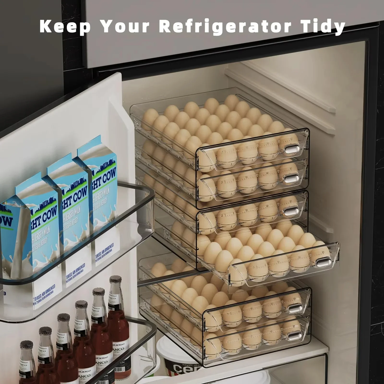Clear 60 Egg Container for Refrigerator Egg Holder for Fridge Stackable Storage Container Fresh Storage Box Tray kitchen storage box,egg storage box,food storage container,food storage box,egg storage container,storage box