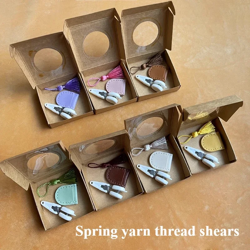 Super Small Cute Handy Leather Products Cutting Thread Tools DIY Leather Goods Embroidery Portable Safety Spring Yarn Scissors