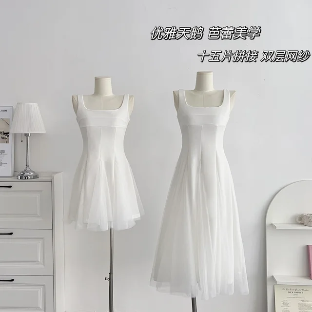Summer Elegant Y2k White Mini Dress Women Fairy Evening