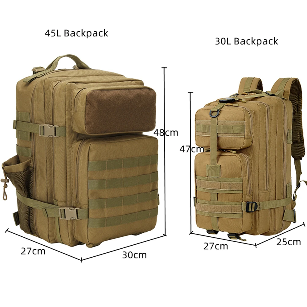 30L 45L Tactical Backpack Bag with Bottle Pocket Outdoor Hiking pack Waterproof Climbing Rucksack Camping Mochila