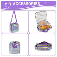 New School Backpack Girls 16 Inch Girls Backpack Sequin Backpack with Lunch Box Backpack Women Girls School Supplies Set Bags 2