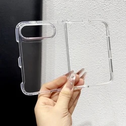 Luxury Shockproof Fold Phone Case with Hard PC+Acrylic Center - Bumper Protective Cover for iPhone Duo (Clear)