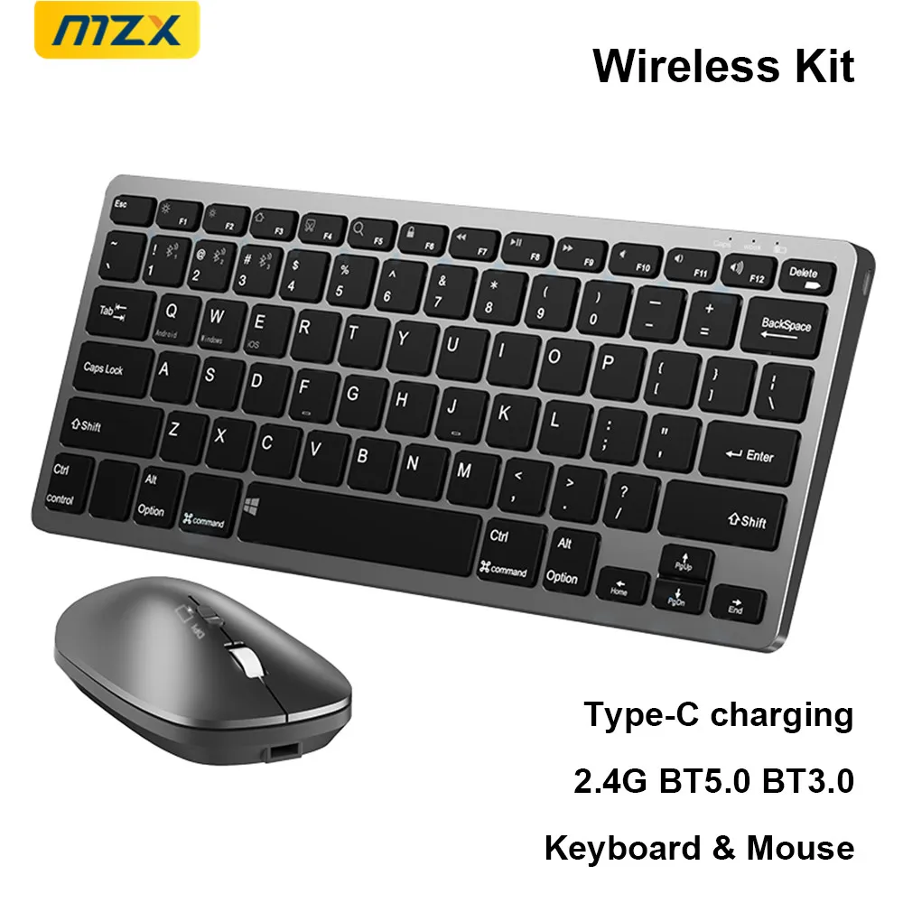 Wireless Keyboard and Mouse Kit Sets Rechargeable Mini 2.4G Bluetooth Combos DIY Desktop for iPad PC Phone Tablet Laptop