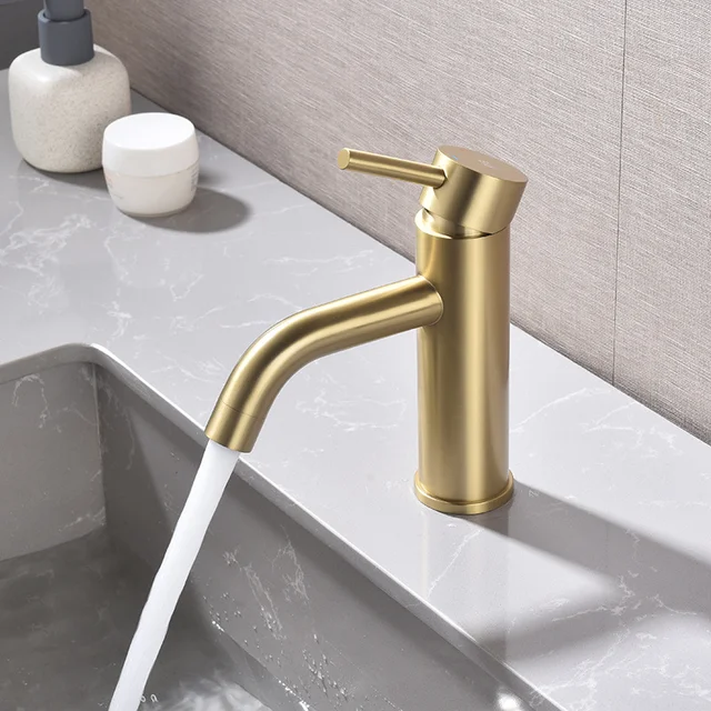 ก๊อกน้ำห้องน้ำ สแตนเลส ก๊อกน้ำอ่างล้างหน้า ก๊อกน้ำผสมน้ำร้อนน้ำเย็น ก๊อกอ่างล้างหน้า ก๊อกเดี่ยว ก๊อกทองขัดเงา 2