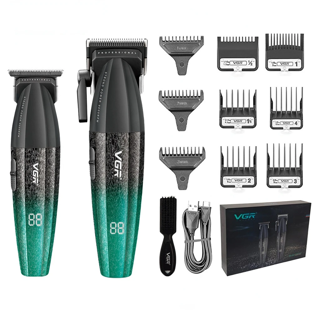 VGR Hair Trimmer Professional Clipper Cordless Barber 9000 RPM Rechargeable Hair Cutting Machine Metal Trimmer for Men V-640